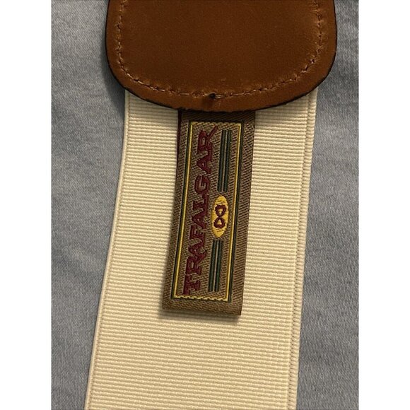 Vintage Trafalgar Silk & Leather Y2K 2000 Braces Suspenders Adjustable‎ Size - Picture 2 of 13